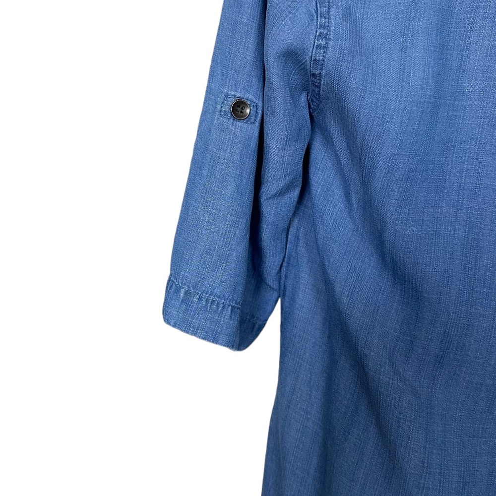 Philosophy Women’s Sz S Blue Light Wash Lace Up Denim Dress Pockets - Picture 5 of 6